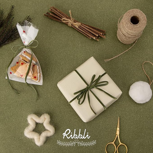 Ribbli Moss Green Velvet Ribbon 1/8 Inches Continuous 25 Yard Spool Moss Green Christmas Ribbon for Gift Wrapping Crafts Home Decor