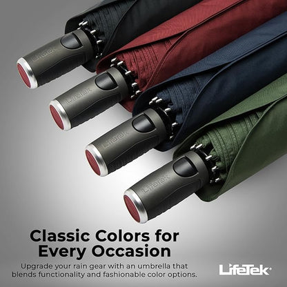 LifeTek Premium Travel Umbrella - Windproof & Compact for Men & Women, Automatic Open Close, Fits in Purse Laptop Bag or Backpack, Strong Frame for Heavy Rain & Sun UV Protection