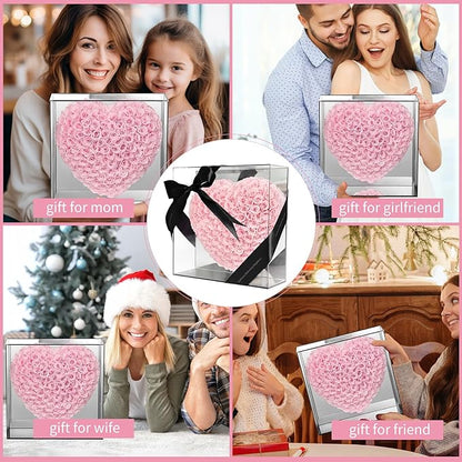 JoyFlower About 140pcs Preserved Roses Gift, Real Pink Eternal Roses for Mom, Long Lasting Forever Flowers with Gift Box for Girlfriend Wife in Valentines Day Birthday Anniversary