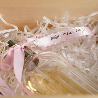 MEEDEE Pink Ribbon for Gift Wrapping Thank You Just for You Ribbon Mothers Day Gift Box Double Face Satin Assortment Thin Pink Satin Fabric, 5 Rolls 10 Yards Each Total 50 Yards