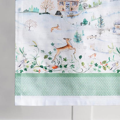 Maison d' Hermine Table Runner 100% Cotton Single Layer Table Runners 72 inches Long for Thanksgiving Christmas Decorations Home Kitchen Dining Party Wedding (Snowy World, 14.5" x 72")