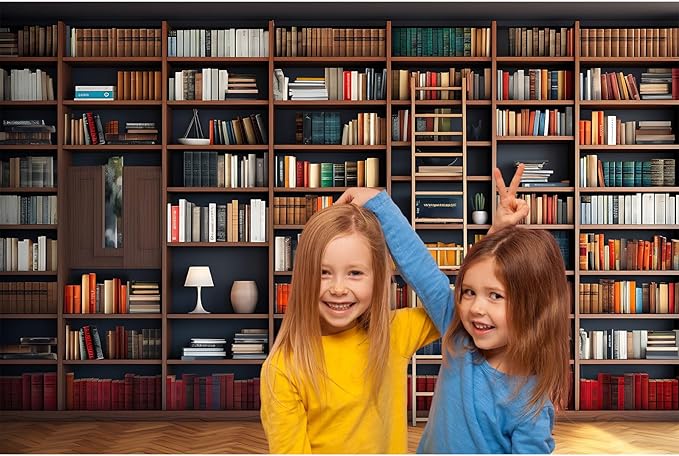 Bookshelf Photography Background School Library Bookcase Backdrop Conference Online Office Backgrounds Webcam Zoom Meeting Decor Backdrops Portrait Photo Video Studio Office Decor 10x6.5ft