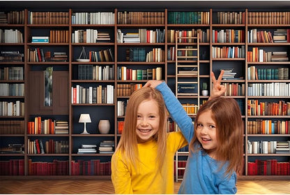 Bookshelf Photography Background School Library Bookcase Backdrop Conference Online Office Backgrounds Webcam Zoom Meeting Decor Backdrops Portrait Photo Video Studio Office Decor 8x6ft