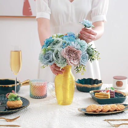 Artificial Flowers Combo, Fake Flowers for DIY Tables Centerpieces Baby Shower Bridal Shower Wedding Bouquet Arrangements Party Candle Holder Cake Decor Flower Home Decorations