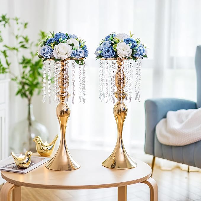 Flower Centerpieces for Wedding Tables: Wedding Table Decorations Dusty Blue & White Flower Balls Centerpieces for Engagement Cerebration Party Center Pieces 2 Packs