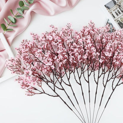 Babys Breath Artificial Flowers, 8 Bundles Cherry Blossom Pink Real Touch Fake Silk Flowers Bulk for Vase Home Office Wedding Spring Indoor Outdoor Centerpiece Table Party Decorations