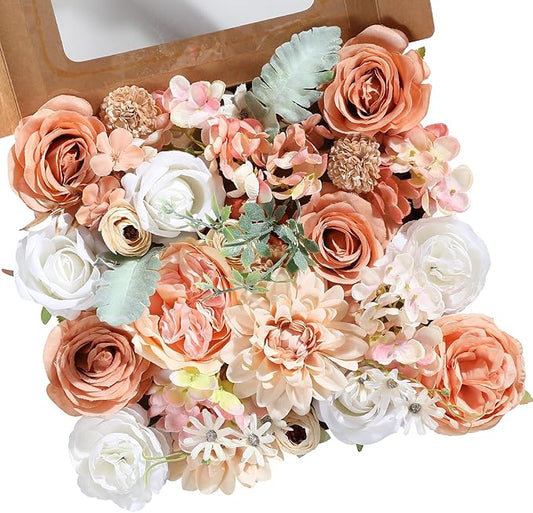 Artificial Flowers Combo for DIY Wedding Bouquets Combo Centerpieces Arrangements Party Bridal Baby Shower Home Decorations-Nude Color