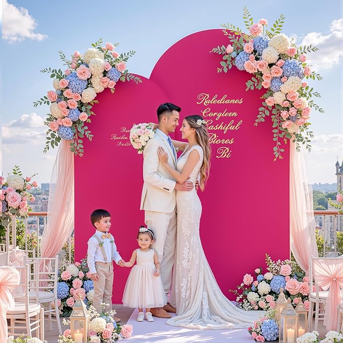 Hot Pink Arch Backdrop Cover Set of 2 Birthday Party Arch Covers 7.2 and 6ft Wedding Arch Cover Stretchy Backdrop Bridal Baby Shower Birthday Party Photo Background