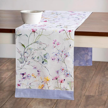 Maison d' Hermine Table Runner 100% Cotton Double Layer Table Runners 108 inches Long Decorative for Home Kitchen Dining Party Wedding Bridal Shower Spring Summer (Summer Floral, 14.50" x 108")