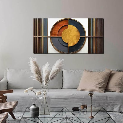 Large Canvas Wall Art for Living Room Bedroom Home Office Brown and White Wood Color Geometrical Picture Modern Canvas Prints Framed Wall Decor Size 20x40