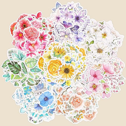 Knaid Flower Stickers Set (360 Pieces) Decorative Assorted Floral Sticker for Scrapbooking Planner Bullet Journals Supplies