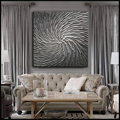 YaSheng Art - 30x30 Inch Large Abstract Art Oil Paintings on Canvas Silver Gray Gradient color Abstract Artwork Modern Home Decor Canvas Wall Art Ready to Hang for Living Room Bedroom