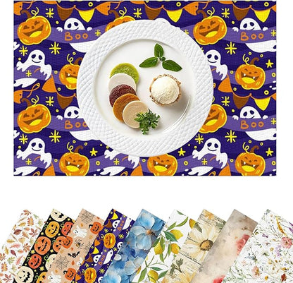 Placemats Set of 4 Halloween Waterproof Oilproof Table Mats Washable Wipeable Heat Resistant Easy to Clean for Indoor Outdoor Party Kitchen Dining Table Decoration 12 * 18in