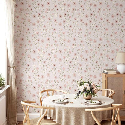 393.7"x17.3" Floral Peel and Stick Wallpaper Pink Wallpaper Stick and Peel for Bedroom Decorative Wall Paper