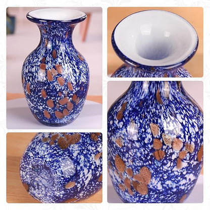 KAMMAK Colored Glass Vase, Beautiful Hand Blown Decorative Vase, Modern Art Vase for Flower Mantle Dining Table Centerpiece, Entryway Living Room Wedding Decoration, FH014