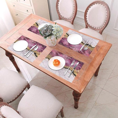 Placemats Set of 4 PVC Woven Place Mats Heat Resistant Easy to Clean for Indoor Outdoor Party Kitchen Dining Table Decoration 12"x18",Marble Pattern