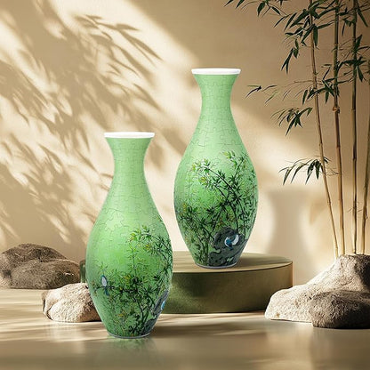 3D Puzzle Vase, 160 Curved Pieces DIY Flower Vase Craft Kit & 3D Puzzles for Adults, Creative Jigsaw Art Project Home Décor Centerpiece, (A-Bamboo Serenity)