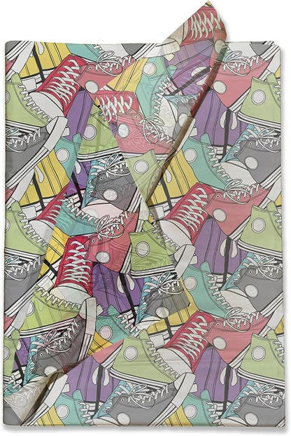 Pro Supply Global Sneakers Printed Tissue Paper for Birthday Party Gift Bags or Boxes and Wrapping - Bulk Decorative Art Tissue Paper for Packaging and Gifting | 24 Sheets 20" x 30"