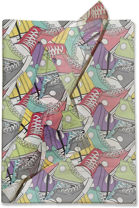 Pro Supply Global Sneakers Printed Tissue Paper for Birthday Party Gift Bags or Boxes and Wrapping - Bulk Decorative Art Tissue Paper for Packaging and Gifting | 24 Sheets 20" x 30"