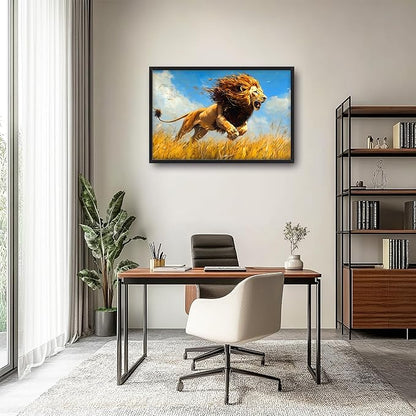 Lion Large Decor Wall Art Framed Pictures for Living Room, Animal Oversized Canvas Print Painting Modern Extra Large Framed Artwork for Bedroom Office Home Decor 36"x24"