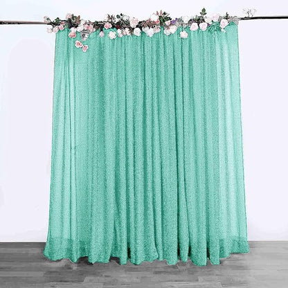 10FT x10FT Aqua Blue Metallic Sheer Spandex Backdrop, 1 Panel Glitter Sheer Photography Background, Stretchy Spandex Fabric for Wedding, Party, Baby Shower, Photo Booth Decor
