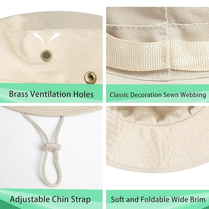 Sun Hats for Men Women Boonie Hat UPF 50+ Bucket Hat Wide Brim UV Protection Fishing Hiking Safari Outdoor Hats