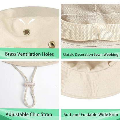 Sun Hats for Men Women Boonie Hat UPF 50+ Bucket Hat Wide Brim UV Protection Fishing Hiking Safari Outdoor Hats