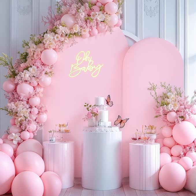 Arch Backdrop Cover Set of 2 Pink Blue Arch Cover 7.2 and 6ft Wedding Arch Cover Stretchy Backdrop Birthday Bridal Baby Shower Gender Reveal Party Arch Stand Covers Spandex