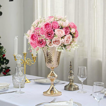 Artificial Peonies Silk Flowers, Pink Faux Peony Bouquet 4 Bundles Florals Arrangements Decor for Farmhouse Home Boho Wedding Table Centerpiece, Fake Plastic Flower Bulk for Vase Decoration (Mix Pink)