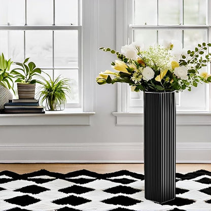 27.5 Inch Tall Floor Vase, Modern Black Resin Vase for Living Room Decor, Waterproof Sturdy Design, Elegant Home Office Decoration