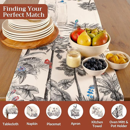 Maison d' Hermine Table Runner 100% Cotton Single Layer Table Runners 36 inches Long for Thanksgiving Christmas Decorations Home Kitchen Dining Party Wedding (Amazonia, 14.5" x 36")