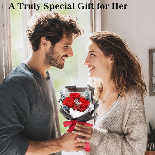 Flower Bouquet Gifts for Her, Flowers for Delivery Prime, Preserved Roses Flower Gifts for Women, Valentines Flowers, Mom Gifts from Daughter Son, Birthday Gifts, Real Roses,Red Roses