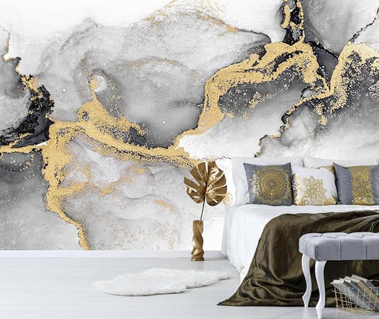 Black Gold Marble Wallpaper Peel and Stick for Living Room Office 82"x57"