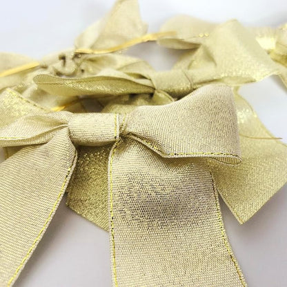36pcs 4-1/2" Metallic Gold Glitter Ribbon Bows with Twist Ties for Gift Wrapping Packing Christmas Big Bows for Holiday Decoration (Gold)