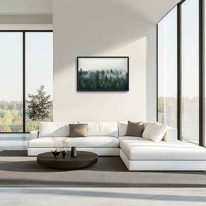 Framed Large Pictures Wall Art for Living Room, Foggy Forests Oversized Wall Decor Nature Landscape Forest Scenery Canvas Print Painting Extra Large Framed Artwork for Bedroom Office 36"x24"