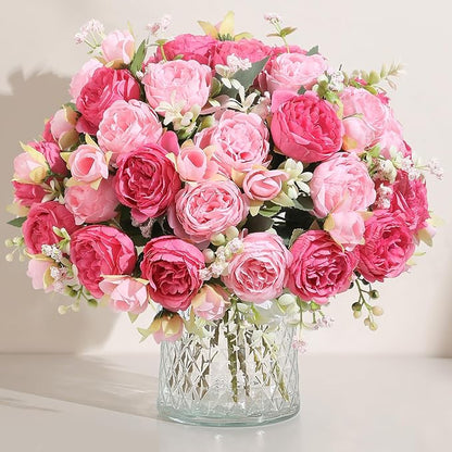 Luyue 8 Packs Peonies Artificial Flowers Faux Peony Bouquet Fake Peonies Flower for Vase Silk Peony Floral Arrangements for Table Centerpiece Wedding Decoration Indoor Home Decor