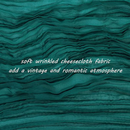 12 Pack 10Ft Cheesecloth Table Runner 35x120 Inch Boho Gauze Table Runner Rustic Cheese Cloth Long Romantic Table Runners for Wedding Bridal Shower Birthday Party Table Decor (Dark Teal)