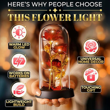 KETAR Rose in Glass Dome – LED Glass Rose Flower Lights, Romantic Flowers Roses for Home Decor, Christmas & Birthday Gifts for Women | Gifts for Mom, Grandma, & Girlfriend – Elegant Lighting Solution