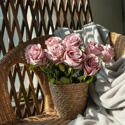 Nubry Artificial Silk Rose Flower Single Stem Lifelike Vintage Fake Rose for Wedding Bouquet Floral Arrangements Home Party Centerpiece Decoration, 10pcs (Vintage Mauve)