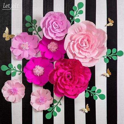 Letjolt Giant Paper Flowers Decoration for Wall 3D Artificial Flowers Wedding Backdrop Handcrafted Rose for Baby Shower Bridal Shower Nursery Wall