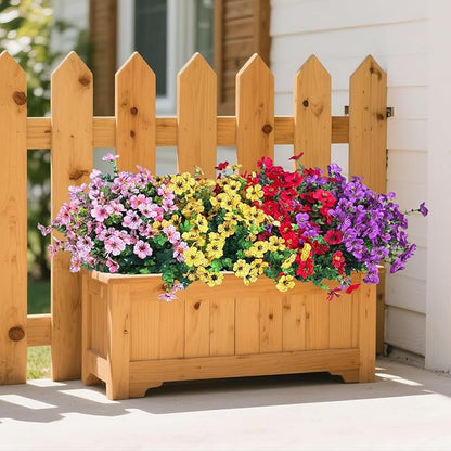 Artificial Flowers for Outdoor Indoor Garden Home Decoration, Faux Flower Daisy with Eucalyptus Leaves Fake Plants Greenery Boxwood Porch Patio, 12 Bundles