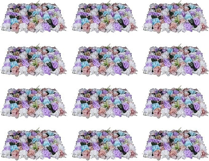 12Pcs 15.75" x 23.62x 0.79 Artificial Flower Wall Panels,Flower Wall Mat Silk Flower Panels for Outdoor Garden Backyard Fence Fence Privacy Screen and Indoor Wall Decor
