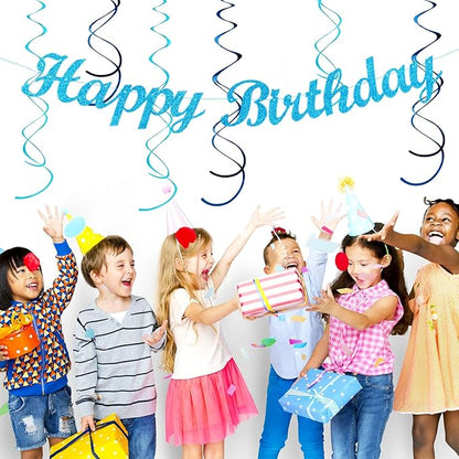 Light-Royal Blue White Birthday Party-decorations - 21pcs Boys Men Ocean Happy Banner,Navy Dusty Paper Streamers Lanterns Honeycomb,tissue Pom Poms Fan,Nautical Adult Garland Supplies Decor Huglony