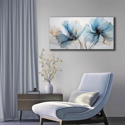 LAOTOART Flower Pictures Wall Decor For Bedroom Blue Canvas Wall Art For Office Women Modern Canvas Wall Art For Living Room Size 20 x 40 Inch