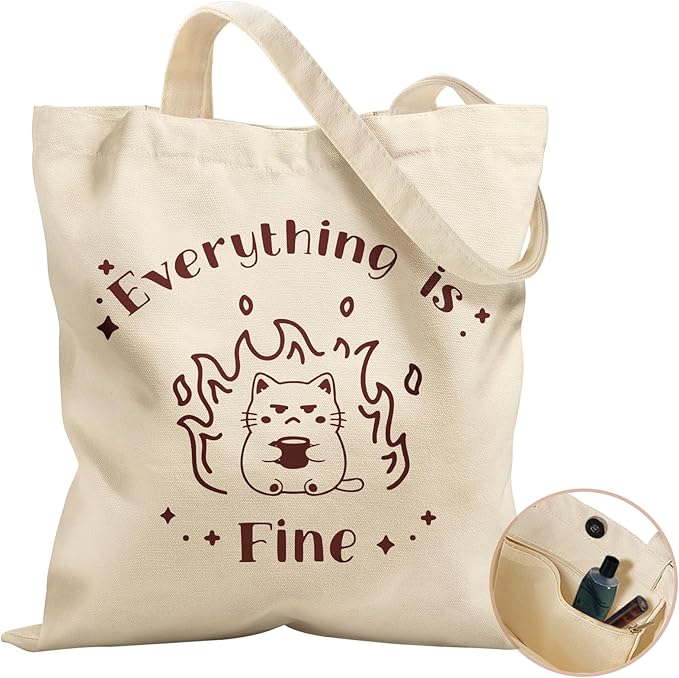 Aesthetic Tote Bag for Women- with Magnetic Buckle and Zipper Inner Pocket Cloth Cotton Canvas Tote Bags