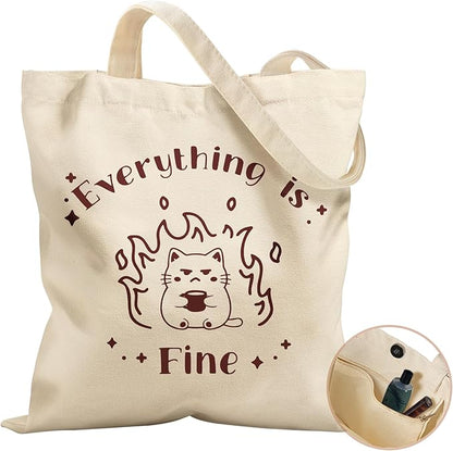 Aesthetic Tote Bag for Women- with Magnetic Buckle and Zipper Inner Pocket Cloth Cotton Canvas Tote Bags