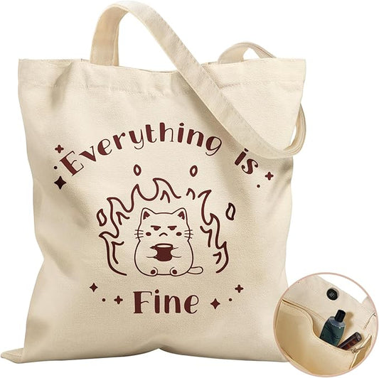 Aesthetic Tote Bag for Women- with Magnetic Buckle and Zipper Inner Pocket Cloth Cotton Canvas Tote Bags