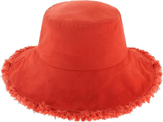 CHOK.LIDS Frayed Bucket Hats for Women Men Unisex Trendy Washed Cotton Floppy Wide Brim Boonie Outdoor Summer Beach Headwear