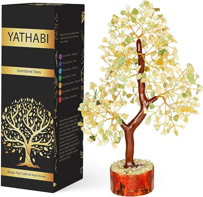 YATHABI Green Jade - Spiritual Tree - Jade Crystal - Crystal Tree of Life - Jade Tree Decor - Feng Shui Tree - Crystal Money Tree - Positive Energy - Bonsai Tree - Chakra Tree
