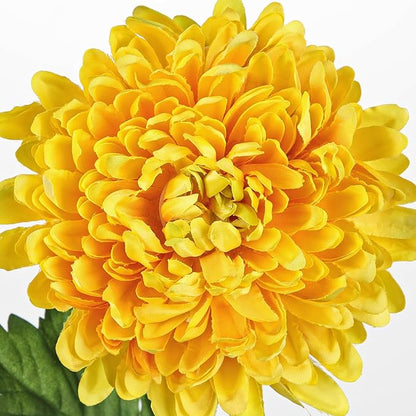 Hollyone 3Pcs Fake Mums Flowers Yellow Artificial Chrysanthemum Flowers Silk 30" Long Stem Floral Arrangements Bouquets Faux Spider Mum Flower Pincushion Flower Bush Spring Home Decor